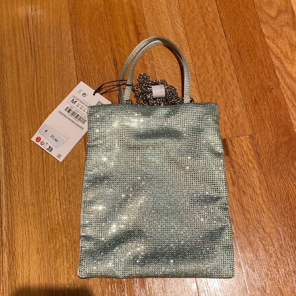 Zara NWT Green Jeweled Xbody or Handle